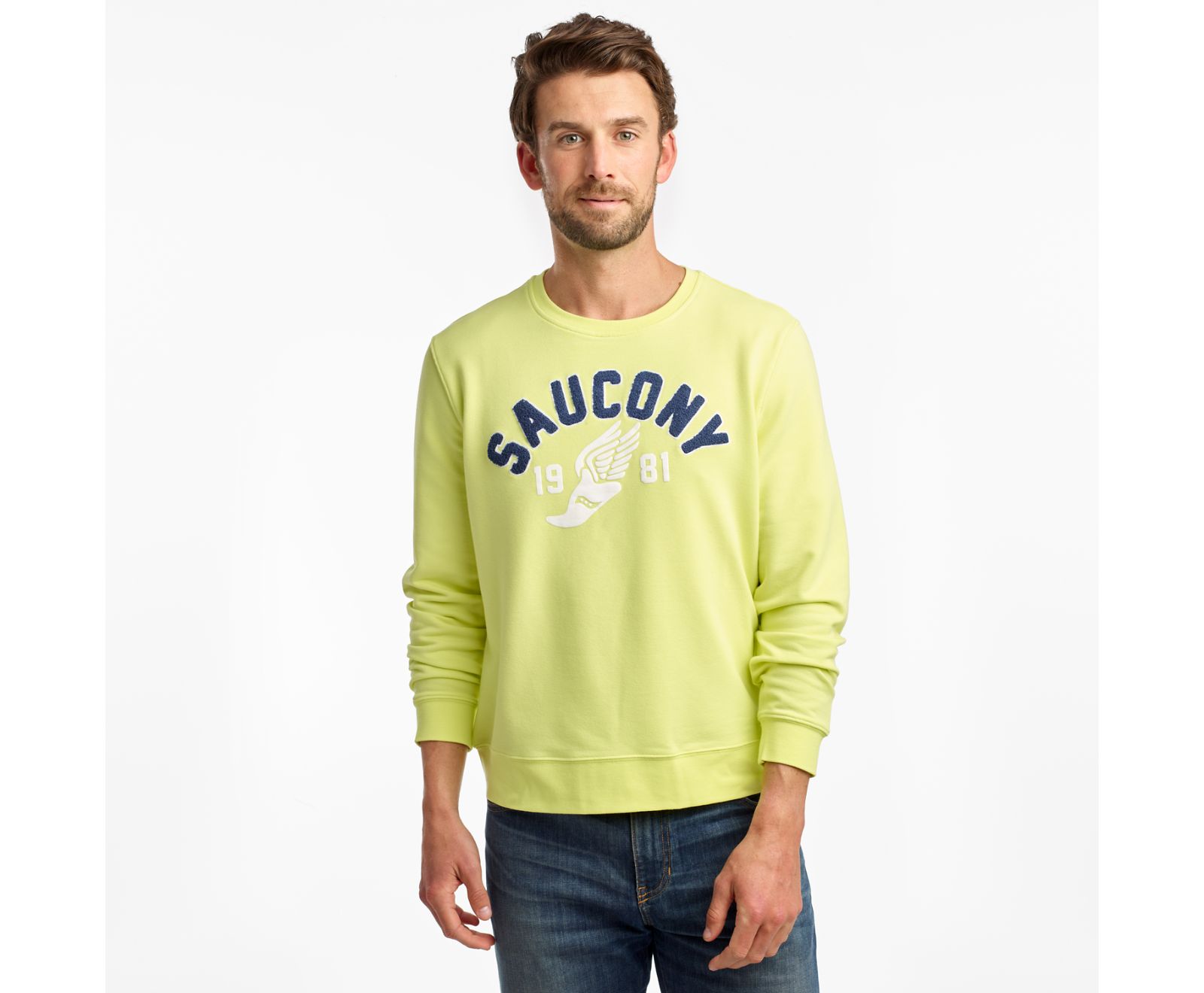 Men's Saucony Rested Crewneck Shirts Orange / Light Green | Singapore 626WNBY